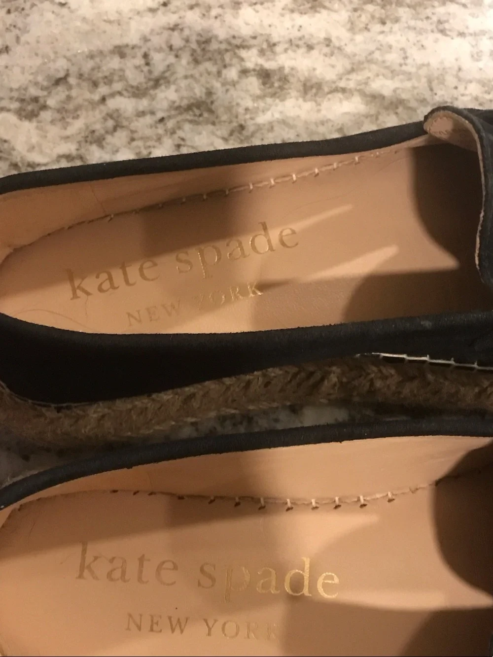 kate spade black espadrille loafers with braided jute platform